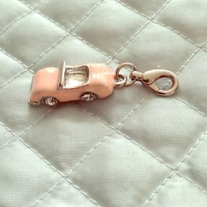 Pink convertible car charm with bling wheels